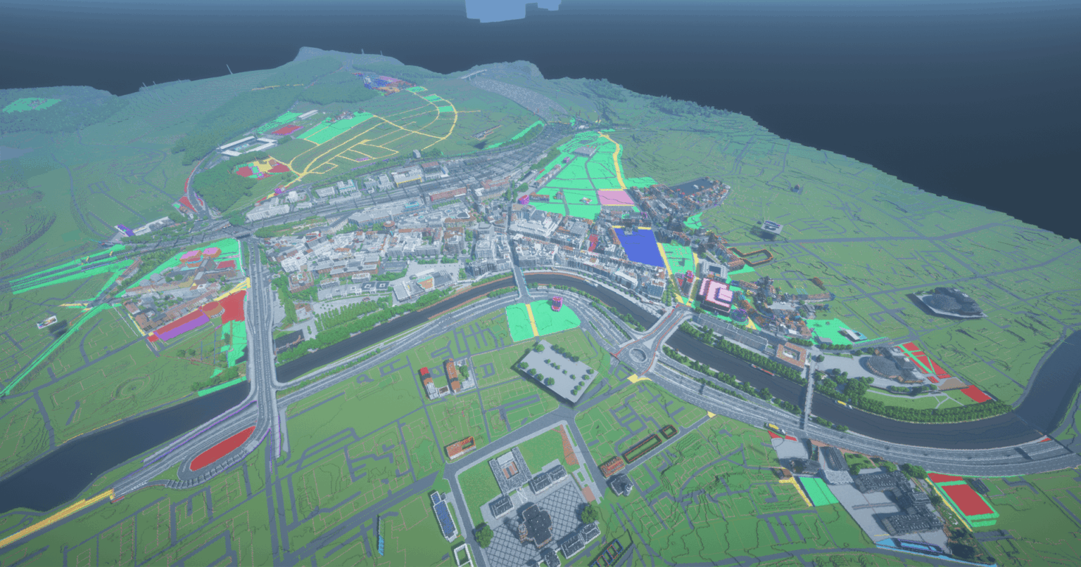 ザールブリュッケンを Minecraft で 1:1 スケールで再現しています。