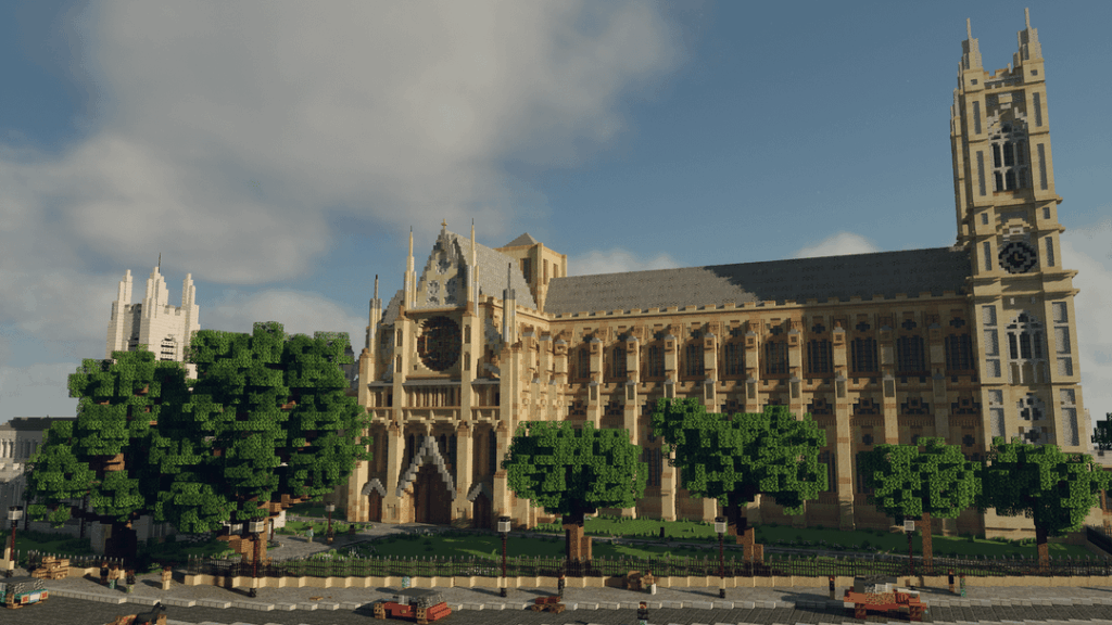 バニラのマインクラフトでウェストミンスター寺院を再現してみました