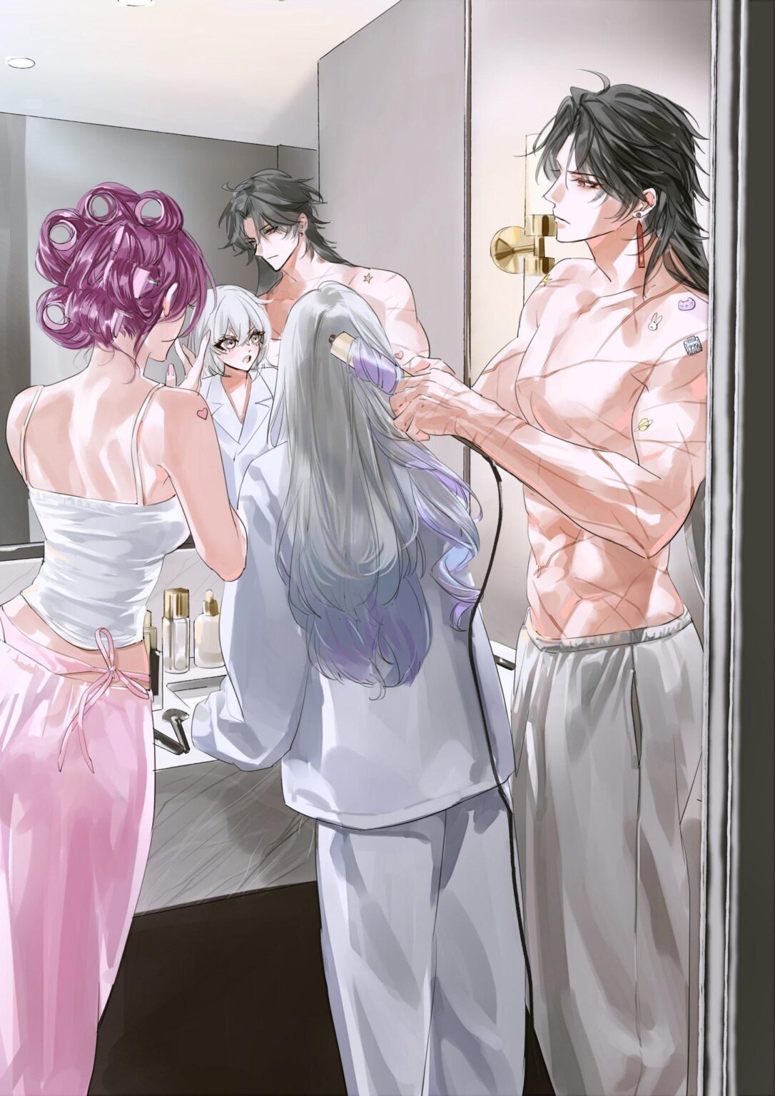 シルバーウルフAFK中に髪を整えるブレード（@jam8366による）