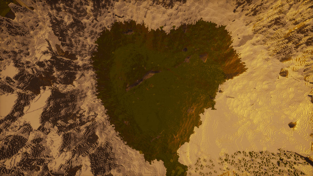 最高高さのギザギザの山々に囲まれたハート型の平原の谷 [4238478955682374318 @ (-2068, 758)]