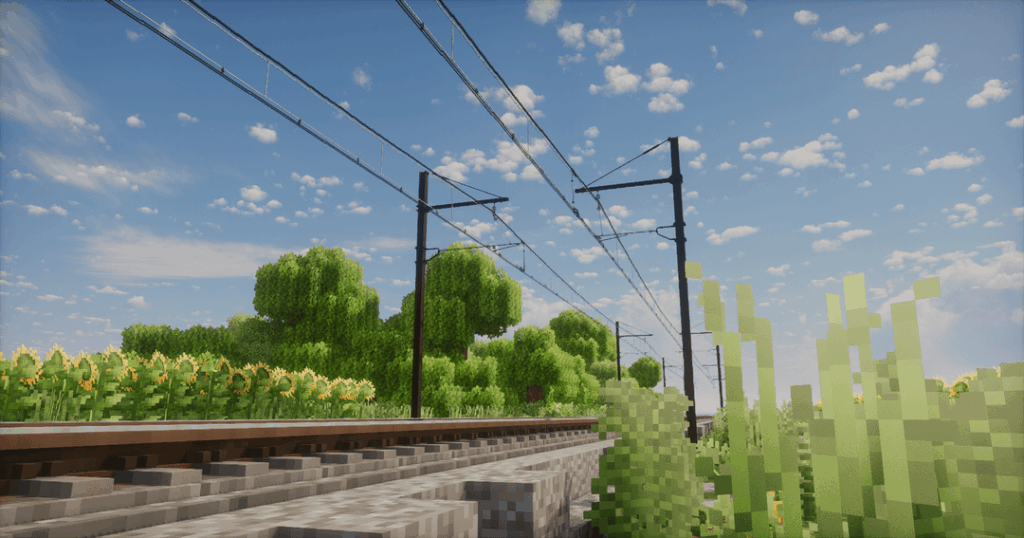 フランスの 1.5Kv、25Kv 架線とスイスの 15Kv、1.5Kv.. 架線 (Little Tiles mod で作成)