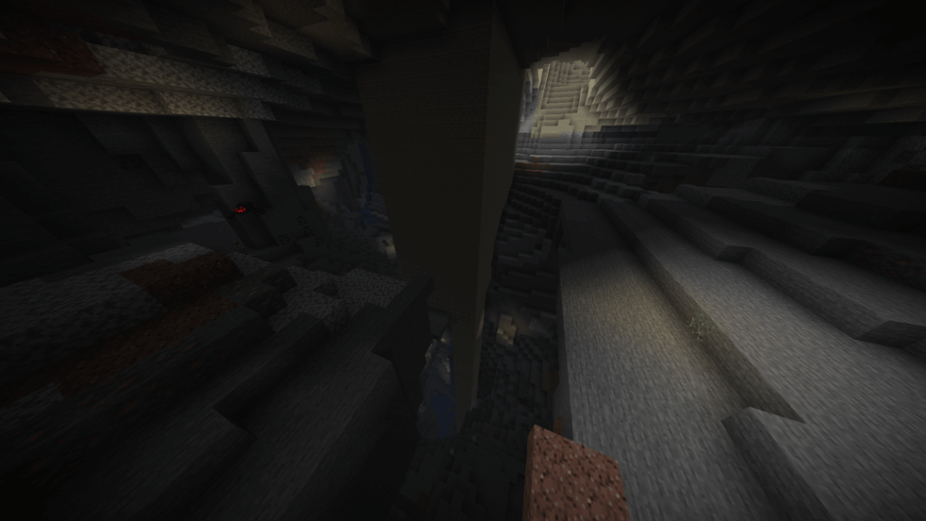 68 から -31 まで下がった砂漠の寺院。その下にダイヤモンドの化石があり、その隣に Mob スポナーがある