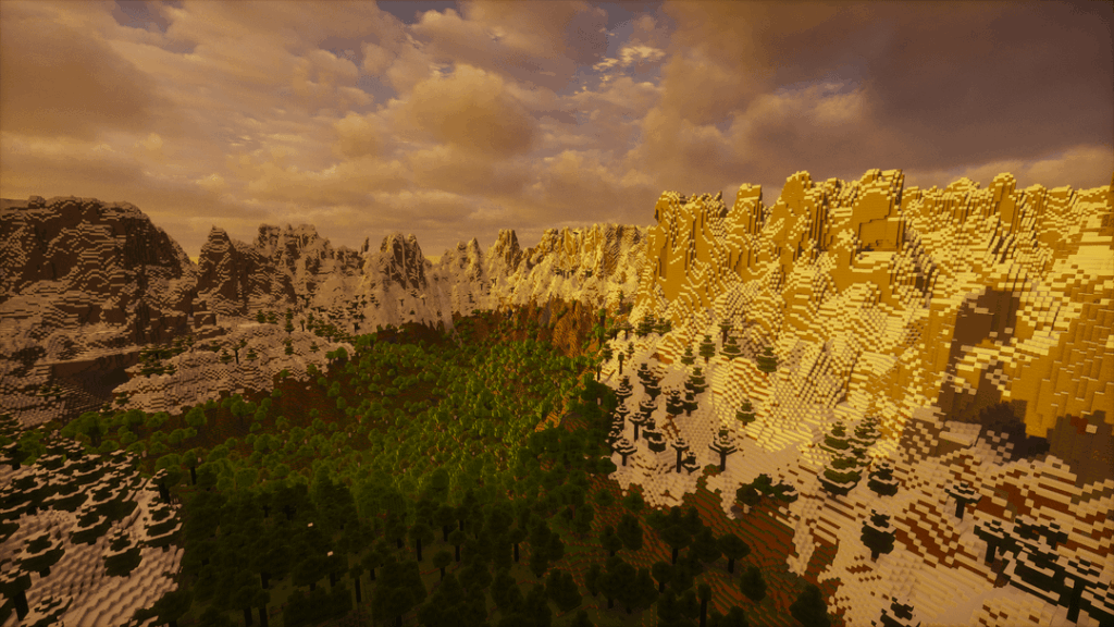 2500 ブロック以上の長さの山脈にある大きな渓谷 [4238478963916302897 @ (1600, -3000)]