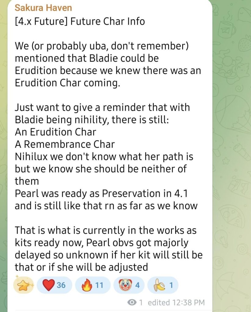 4.X 将来のキャラクター情報 (Sakura Haven より)