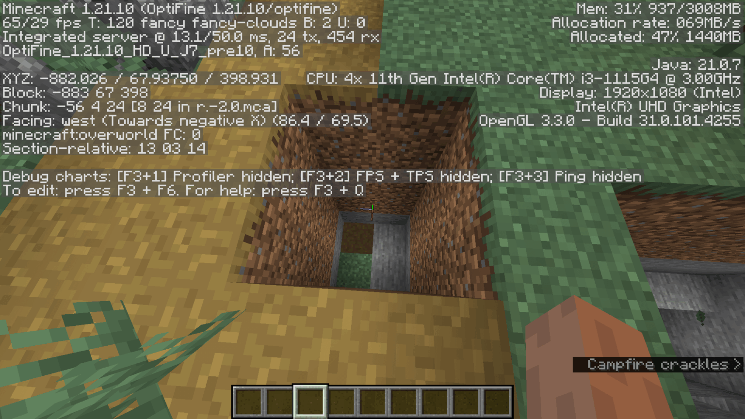 シングルプレイヤーのMinecraftワールドシードでこれを見つけました -2112720223