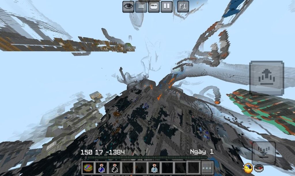 Bedrock 1.21]史上最も狂気のオーバーラップ? 5 つ以上の主要な構造物垂直スタックとグリッチダンジョン (246、-35、-1436)