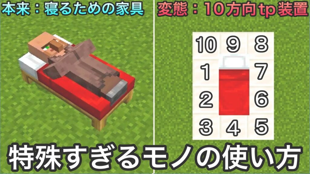 【マイクラ】クラフターが生み出したモノの用途が特殊すぎる.. 〜本来の想定と全く異なるアイテム・ブロックの使い方9選〜　【マインクラフト】【まいくら】【統合版】【雑学】