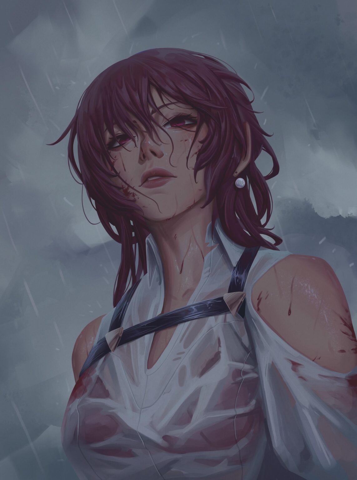 雨の中のカフカ (アート by 私)