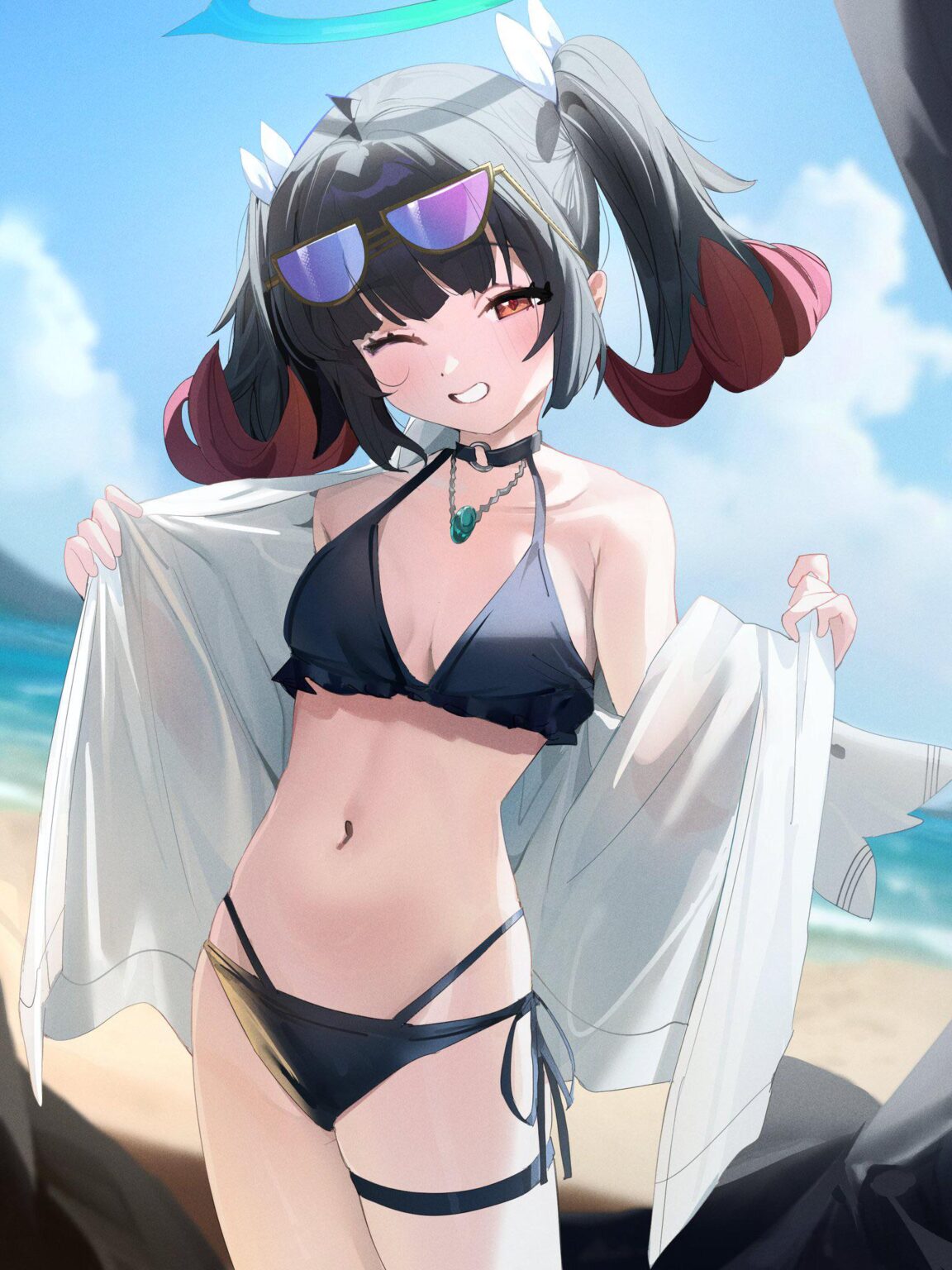 ウインクする水着ナンゴン (k2_illust)