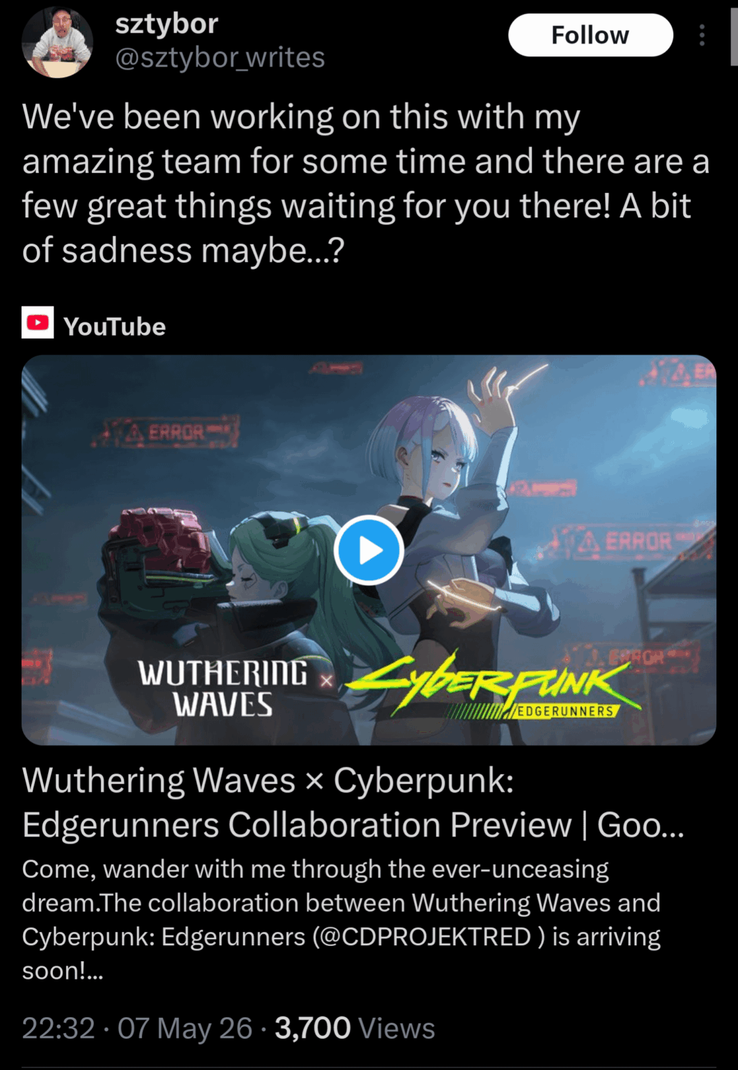 『Cyber​​punk: Edgerunners』の脚本家兼プロデューサーがコラボレーションストーリーを担当