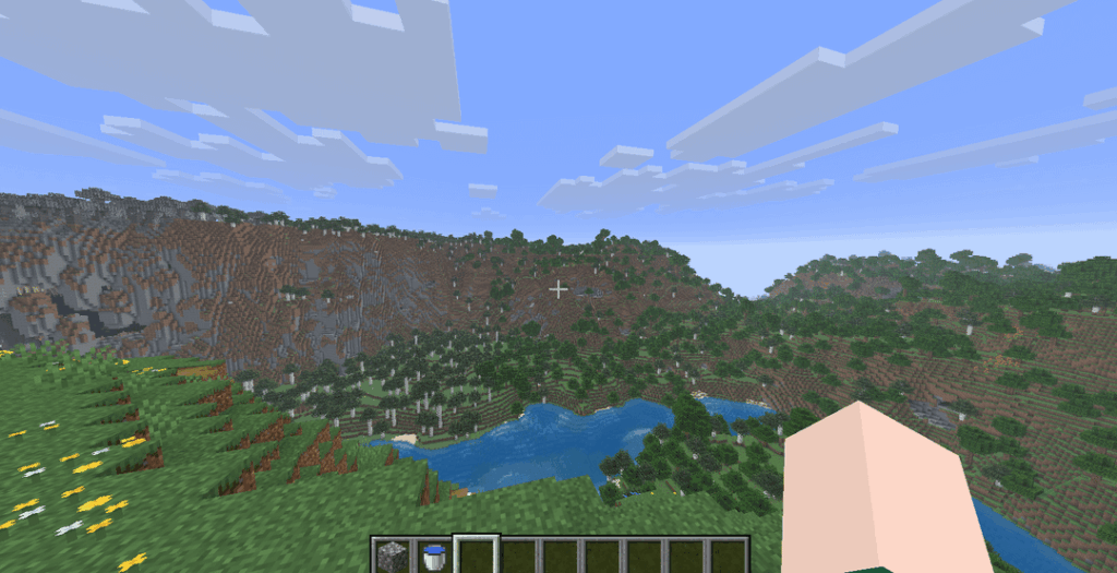 湖と洞窟のある美しい山間の渓谷 [Java 1.21.1+]
