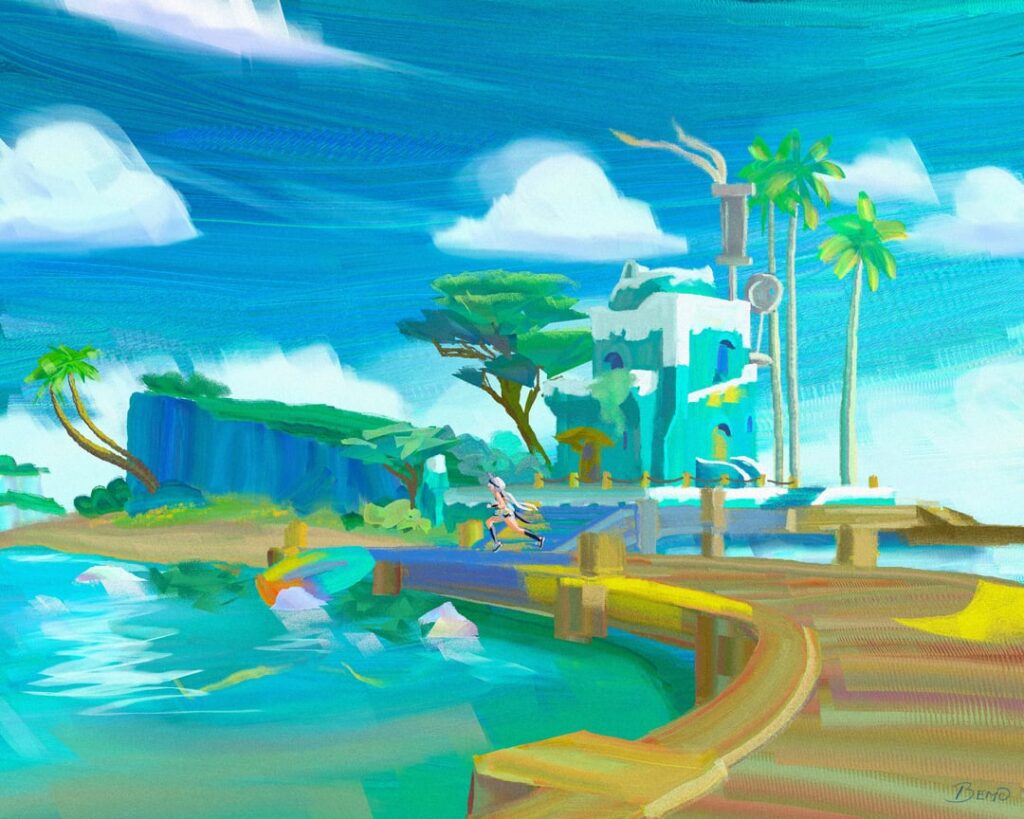 最近スケッチした原神の風景画！フィート・ムアラニ