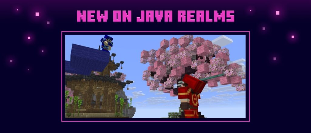 A floating pagoda islands with cherry trees and players dueling.