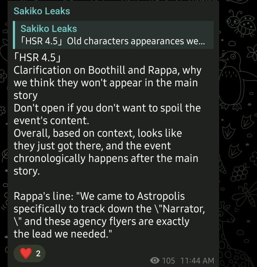 4.5 キャラクターの外観フォローアップ (Sakiko Leaks 経由)