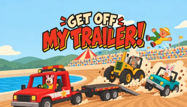 動物キャラクターが車やトレーラーで遊ぶ『Get Off My Trailer!』キービジュアル